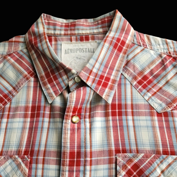 Aeropostale Plaid Snap Button Up Shirt - Picture 4 of 14